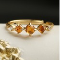 The New "Sunshine Series" Japanese and Korean Orange Garnet Ring for Women's Sterling Silver Vintage Style Gem Ring