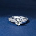 S925 Sterling Silver Female One Carat D color Moissanite Diamond Classic Wedding Adjustable Ring For Women