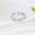 New Arrival Fashion Exquisite Design High Quality Pink Heart Zircon Stone 925 Silver Ring Gemstone Finger Open Ring Jewelry