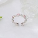 New Arrival Fashion Exquisite Design High Quality Pink Heart Zircon Stone 925 Silver Ring Gemstone Finger Open Ring Jewelry