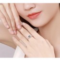 S925 Sterling Silver Female One Carat D color Moissanite Diamond Classic Wedding Adjustable Ring For Women