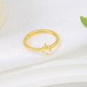 Minimalist Simple Design 18K Gold Plated Single Zircon Stone 925 Sterling Silver Rings Women Adjustable Nail  Ring Jewelry