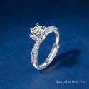 S925 Sterling Silver Female One Carat D color Moissanite Diamond Classic Wedding Adjustable Ring For Women