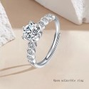 Classic Design Charm  Claw Moissanite  925 Sterling Silver Jewelry 1 Carat Open Adjustable Engagement Ring