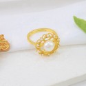 Fashion Style Natural Fresh Water Pearl 18 K Gold Plated Opening Adjustable S925 Sterling Silver Ring Jewelry