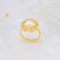 Fashion Style Natural Fresh Water Pearl 18 K Gold Plated Opening Adjustable S925 Sterling Silver Ring Jewelry