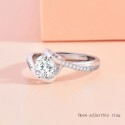 Simple Luxury Fashion 1CT Round Cut Moissanite Ring 925 Sterling Silver  Open Adjustable  Charm Wedding  Ring For Women