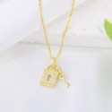 Vintage Customized Gold Necklace Cz Lock Key Pendant Necklace 925 Sterling Silver Necklace For Women Girls fashionJewelry