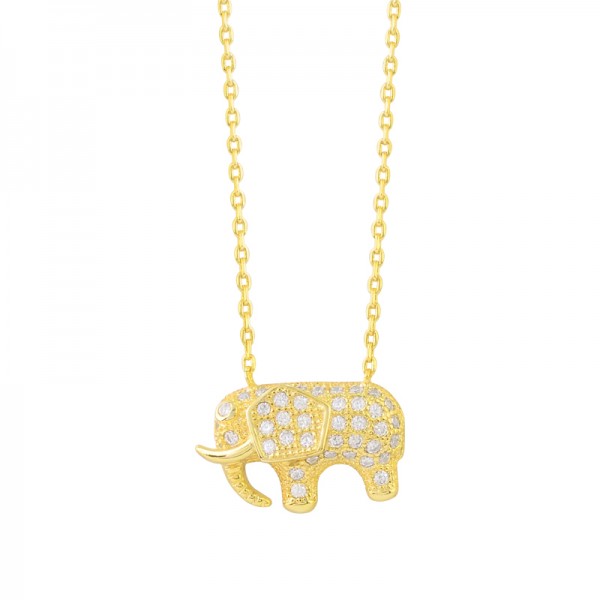 Trend Crystal Gold-plated inlaid zircon Animal Elephant 925 sterling silver Necklace Exquisite Jewelry Necklace