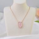 Fancy Design Style Geometry Pink Glass Stone Ice Out Small Zircon Stone S925 Sterling Silver Pendant Necklace Jewelry