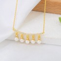 Elegant Fashion Design 18K Gold Plated Fresh Water Layer  Pearl  Ice Out Zircon Stone S925 Sterling Silver Necklace Jewelry