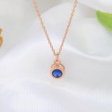 Simple Design High Quality 18K Gold Plated Ice Out Blue Zircon Stone With Dangle  S925 Sterling Silver Chain Necklace Jewelry