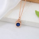 Simple Design High Quality 18K Gold Plated Ice Out Blue Zircon Stone With Dangle  S925 Sterling Silver Chain Necklace Jewelry