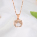 Fashion Design Ice Out Layer White 3A Round Zircon Stone Rose Gold Plated S925 Sterling Silver Pendant Necklace Jewelry