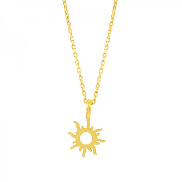 Vintage Luxury Fashion Style Sun Gold Plated S925 Sterling Silver Pendant Necklace Chains Jewelry