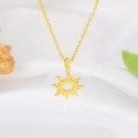 Vintage Luxury Fashion Style Sun Gold Plated S925 Sterling Silver Pendant Necklace Chains Jewelry