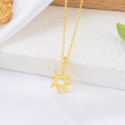 Vintage Luxury Fashion Style Sun Gold Plated S925 Sterling Silver Pendant Necklace Chains Jewelry