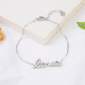 Hot Selling Fashion Simple Design Ice out Zircon Stone Letter LOVE S925 Sterling Silver Bracelet Jewelry Gift For Women