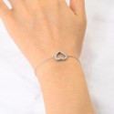 Fashion Simple Design Hot Selling Heart Shape Hollow Ice Out Zircon Stone S925 Sterling Silver  Bracelet Jewelry