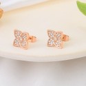 Original design Four-leaf clover diamond earrings Versatile inlaid zircon temperament rose gold fashion earrings S925 sterling silver