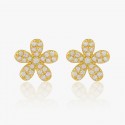 New style earrings are versatile and cool, S925 sterling silver temperament, female zircon five petal flower small flower earrings are simple