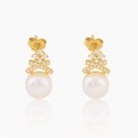 New Fashion S925 Sterling Silver Pearl Crown Earrings with Elegant and Exquisite Earrings for Women