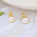 New Fashion S925 Sterling Silver Pearl Crown Earrings with Elegant and Exquisite Earrings for Women