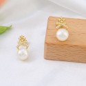 New Fashion S925 Sterling Silver Pearl Crown Earrings with Elegant and Exquisite Earrings for Women