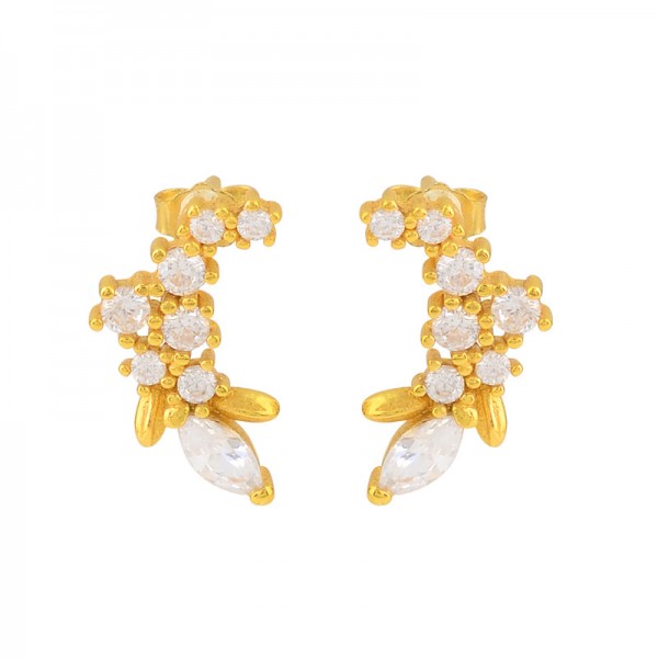 The New S925 Sterling Silver Simple Osmanthus Branch Style Earrings with Korean Style INS Light Luxury Versatile Earrings