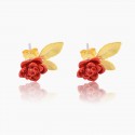 New minimalist flower leaf earrings with versatile temperament, high-end feel, earrings with light luxury and niche design S925 sterling silver for women