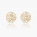 New geometric zircon gold circular earrings for women with fashionable and personalized design. Versatile and elegant earring accessories