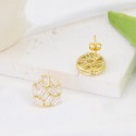 New geometric zircon gold circular earrings for women with fashionable and personalized design. Versatile and elegant earring accessories