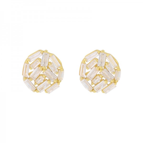 New geometric zircon gold circular earrings for women with fashionable and personalized design. Versatile and elegant earring accessories