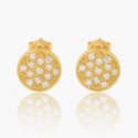 New minimalist round S925 sterling silver inlaid zircon earrings, small and fashionable, versatile earrings, trendy earrings for women