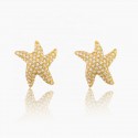 Luxury Fashion Design Gold  Plated Ice Out 3A zircon Stone  Star Pin S925 Sterling Silver Jewelry Earring