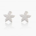 New Korean version luxury personality Zirconium full Pentagram sea star earrings S925 sterling silver niche design earrings female