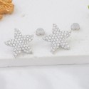 New Korean version luxury personality Zirconium full Pentagram sea star earrings S925 sterling silver niche design earrings female