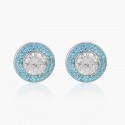 The new S925 sterling silver donut earrings are high-end and cool, with a cool and cool feel. Blue zircon sparkling diamond earrings are fashionable, versatile, and personalized