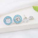 The new S925 sterling silver donut earrings are high-end and cool, with a cool and cool feel. Blue zircon sparkling diamond earrings are fashionable, versatile, and personalized