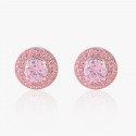 New minimalist and sweet pink diamond donut earrings with full diamond inlay S925 sterling silver minimalist earrings, elegant and feminine