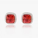 High quality earrings, feminine style, square earrings with exquisite gemstones embedded in zircon, versatile S925 sterling silver simple earrings