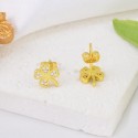 Luxury Elegant Gold Plated Ice Out Zircon Stone Mini Cute Clover  Flower S925 Sterling Silver Jewelry Necklace