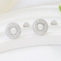 Hot Selling Vintage Fashion Design  Ice Out 3A Zircon Full Stone Round Circle S925 Sterling Silver Jewelry Earring