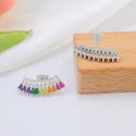 Multi Color Ice Out CZ Stone Rainbow Charm Earring Wholesale Rainbow S925 Sterling Silver Stud Earring Jewelry