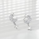 New Silver Moonlight Star River Earrings for Women 925 Silver Crowd Fashion Star Moon Earrings Versatile Earrings