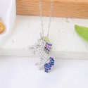 Customized Girls Rainbow Dainty Design Horse Ice Out Zircon Stone S925 Sterling Silver Jewelry Necklace Gift For Women